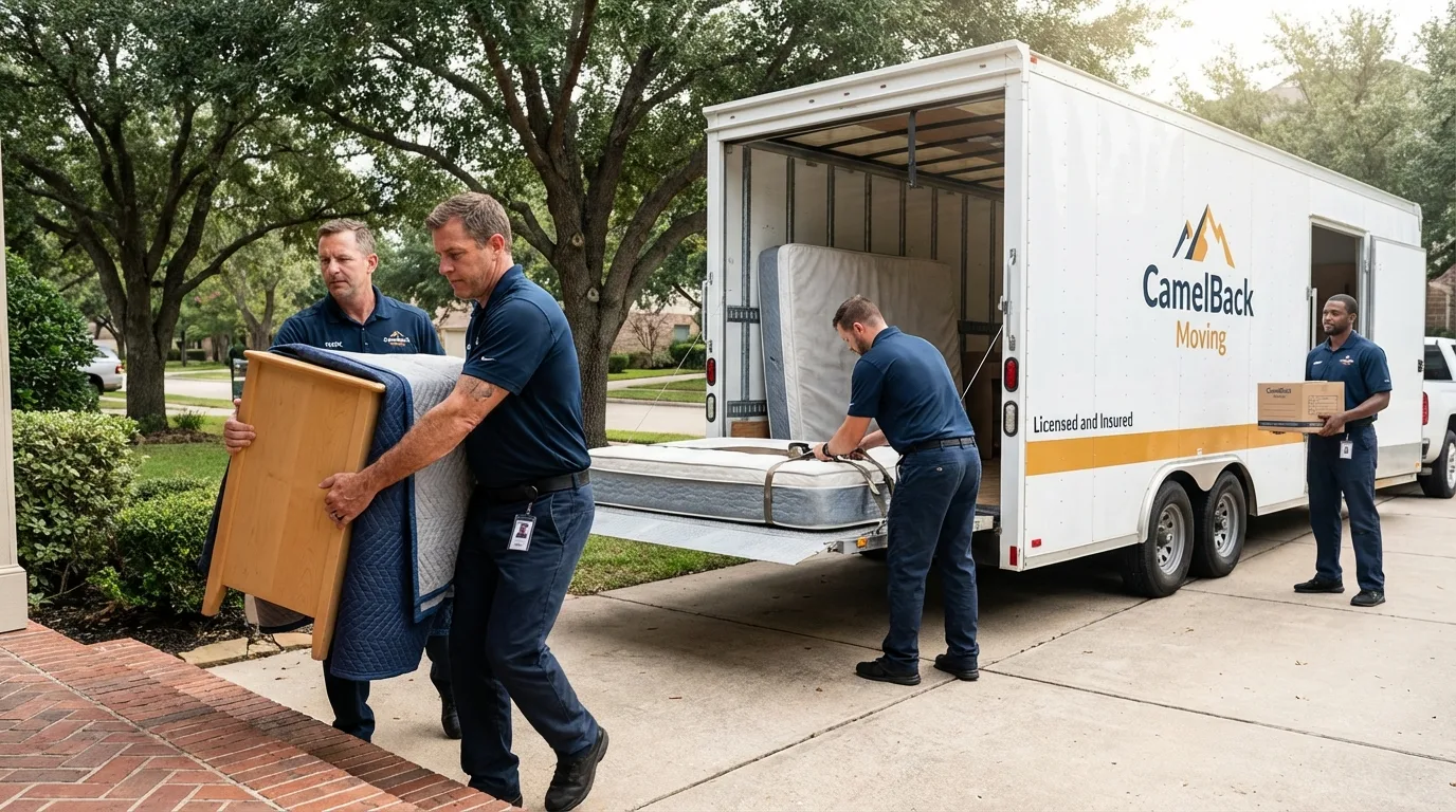 Crew loading residential truck for cross-state move from Pittsville, MD